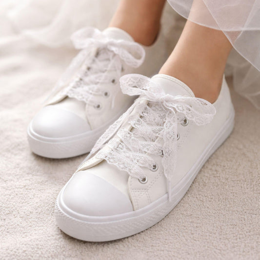 White Lace Bridal Shoe Laces – The Detail That Dresses Up Your “I Do”