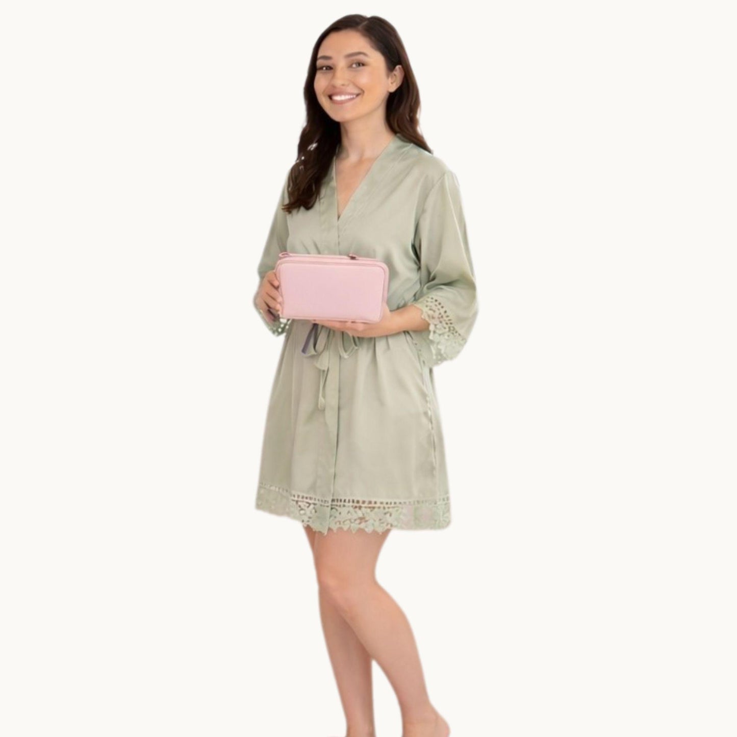 Floral Lace Bridesmaid Robe for Matching Wedding Morning Magic