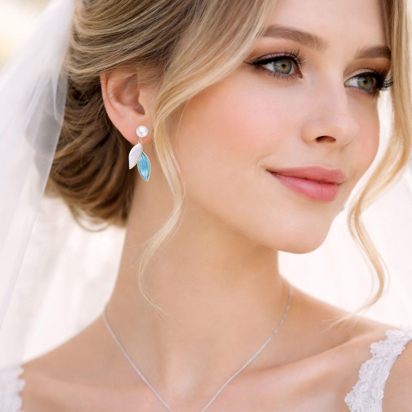 Pearl Leaf Drop Earrings