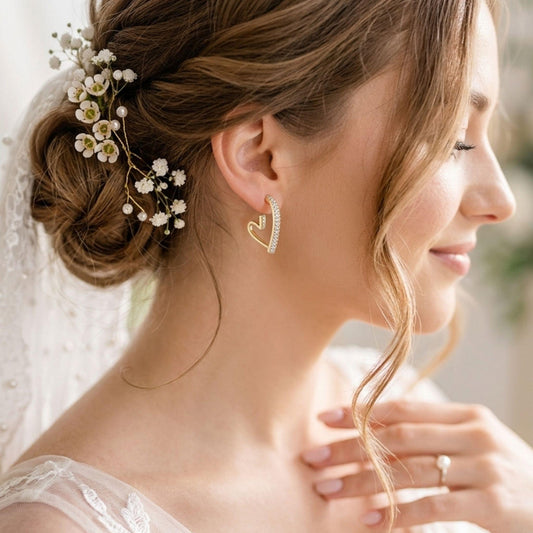Rhinestone Heart Hoop Earrings