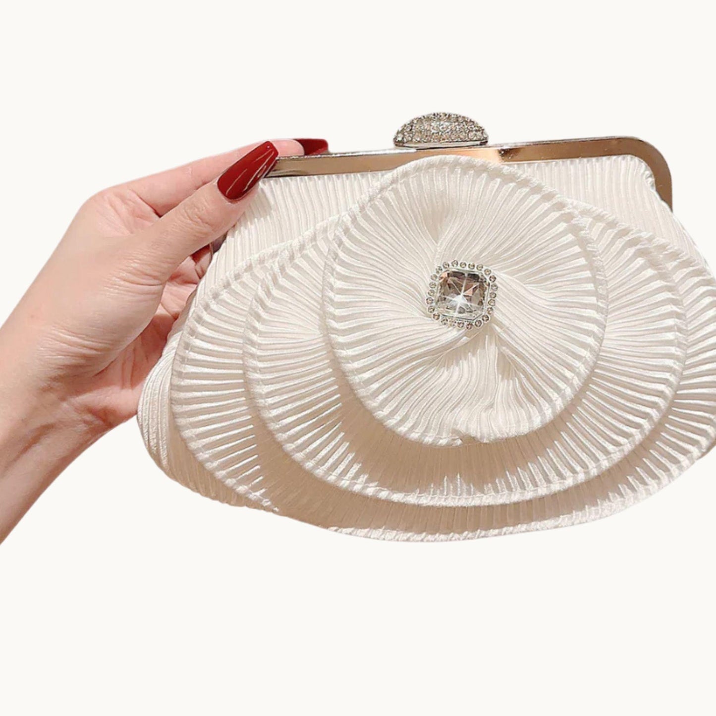 Pleated Flower Clutch