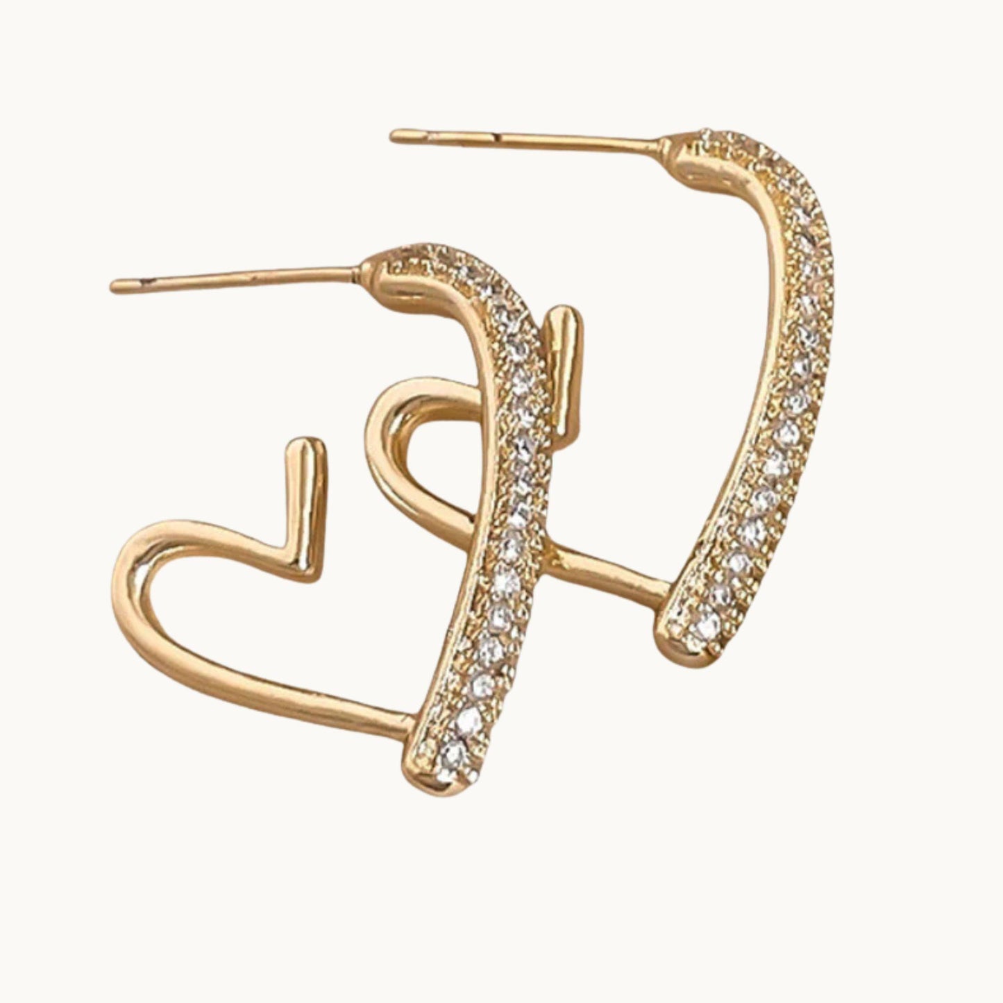 Rhinestone Heart Hoop Earrings