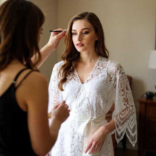 Sheer Romance: Lace Bridal Robe for Dreamy Wedding Morning Moments