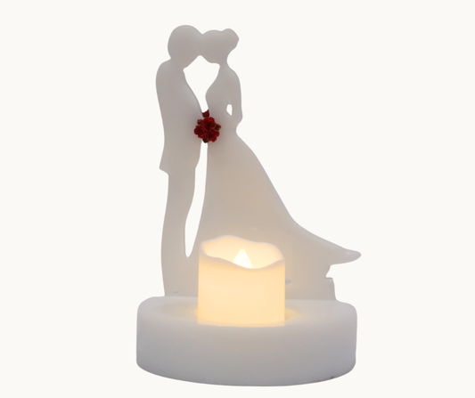 Resin Bride & Groom Candle Holder – Custom Floral Centre | Wedding Keepsake & Romantic Décor