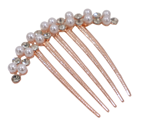 Rose gold hair comb with pearls- bridal hair accessory