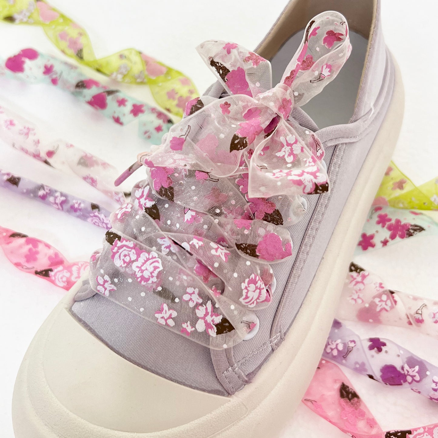 Laced Up for Love – Organza Shoelaces (Plain & Floral)