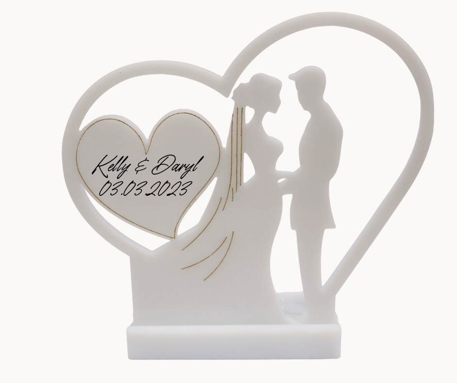 Resin Bride & Groom Heart Candle Holder – Custom Text Option | Wedding Table Décor & Keepsake