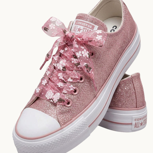 Laced Up for Love – Organza Floral Shoelaces
