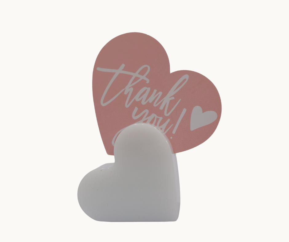 Heart Resin Place Card Holders – Wedding Table Name Holders | Menu, Photo & Card Display Stand
