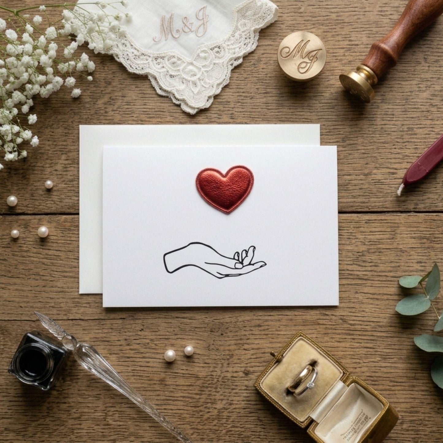 Heart In Hand Metallic Heart Card