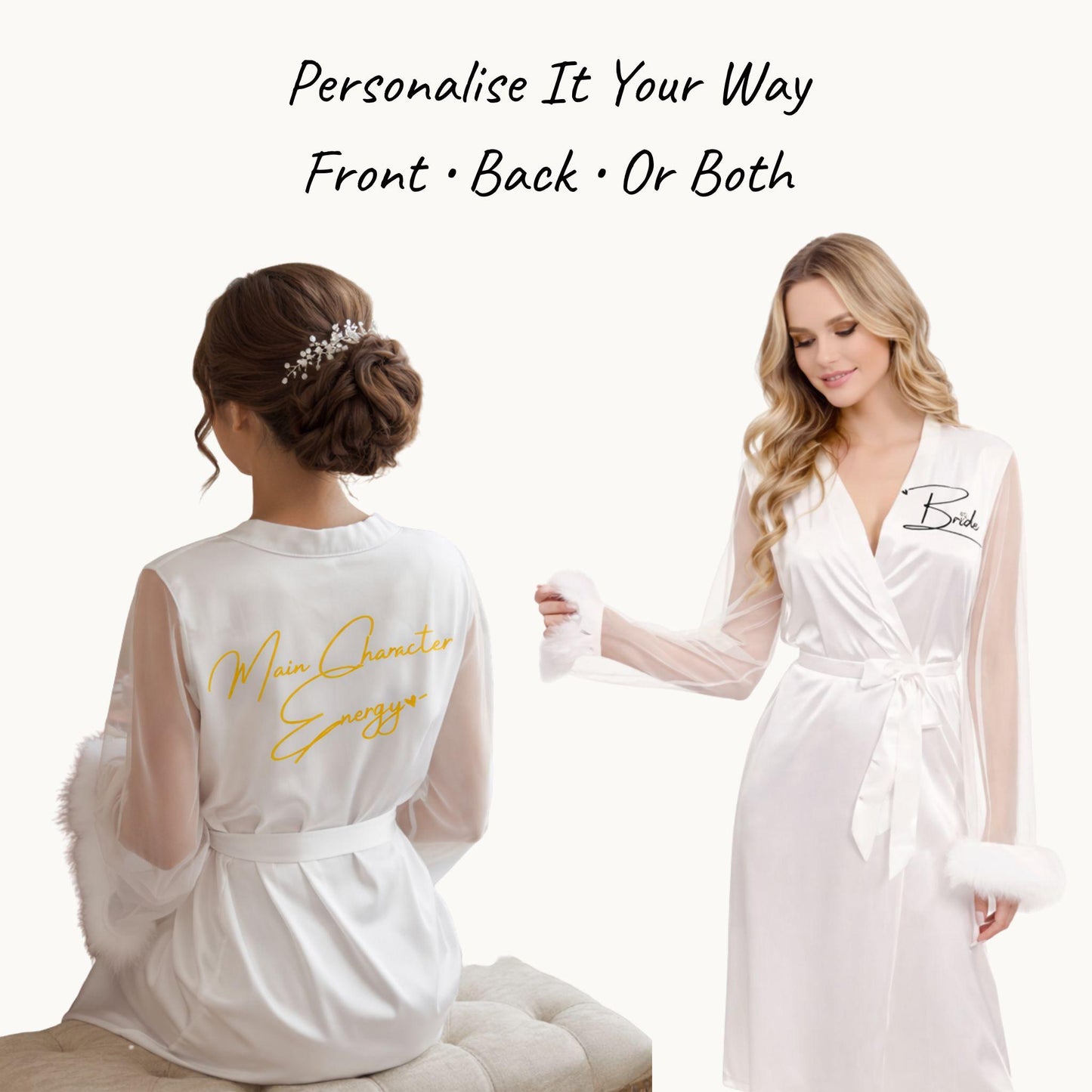 Feather Sleeve Bridal Robe for Luxe Wedding Morning Moments