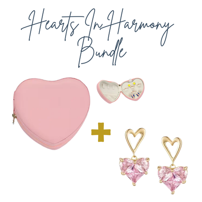 Hearts in Harmony Bundle – Crystal Earrings + Travel Jewellery Box