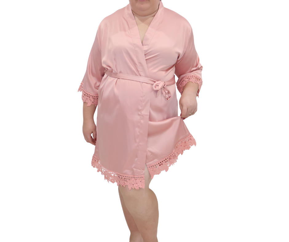 Satin Lace Trim Robe