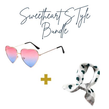Sweetheart Style Bundle – Heart Scarf + Heart Sunglasses