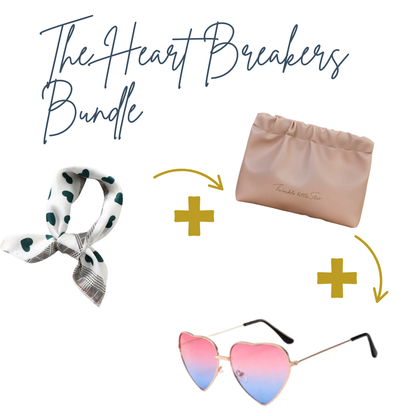The Heartbreaker Set – Heart Scarf + Heart Sunnies + Wrinkle Clutch