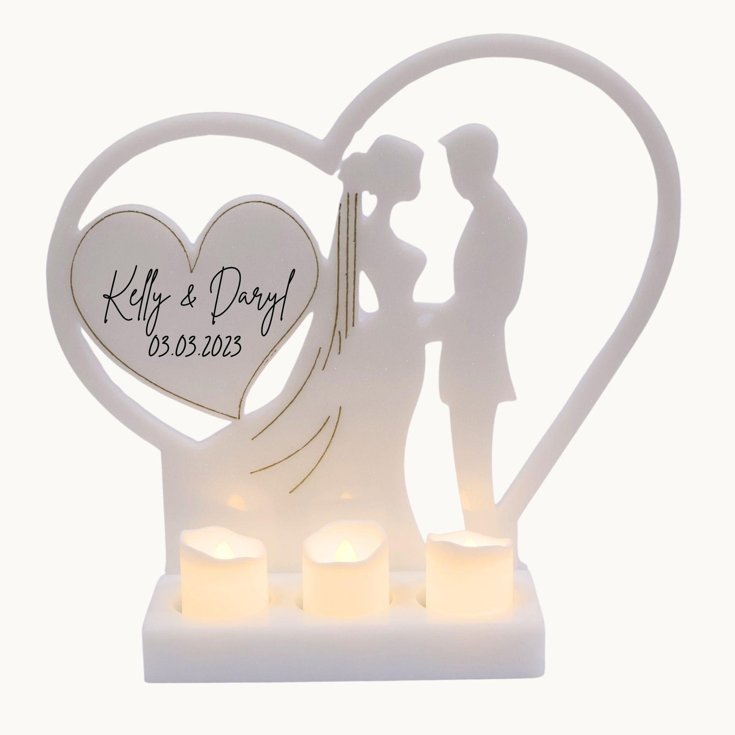 Bride & Groom Heart Candle Holder