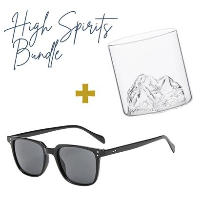 High Spirits Bundle – Mountain Whiskey Glass + Sunglasses