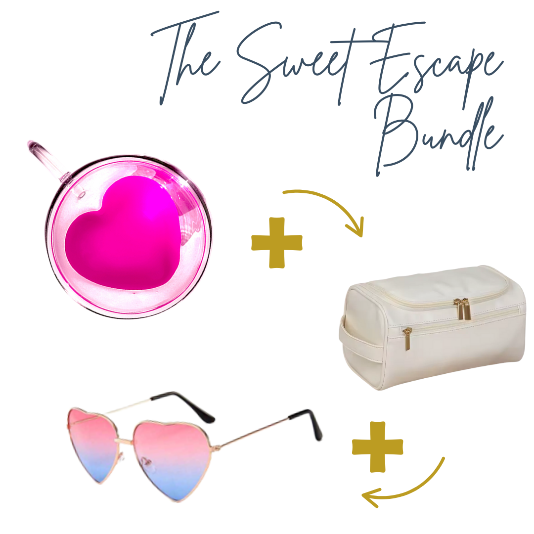 The Sweet Escape – Toiletry Bag + Heart Sunnies + Heart Mug