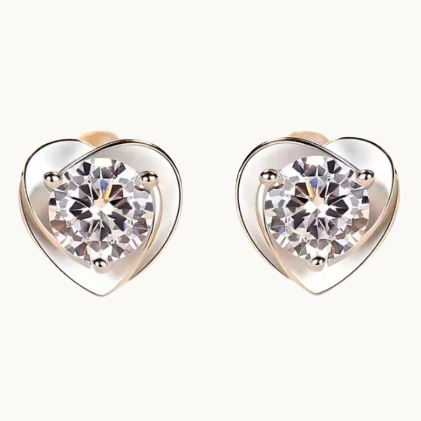 Solid Heart Moissanite Earrings