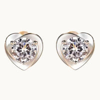Solid Heart Moissanite Earrings