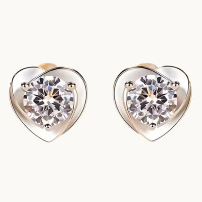 Solid Heart Moissanite Earrings