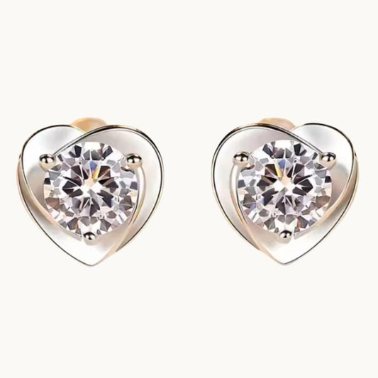 Solid Heart Moissanite Earrings