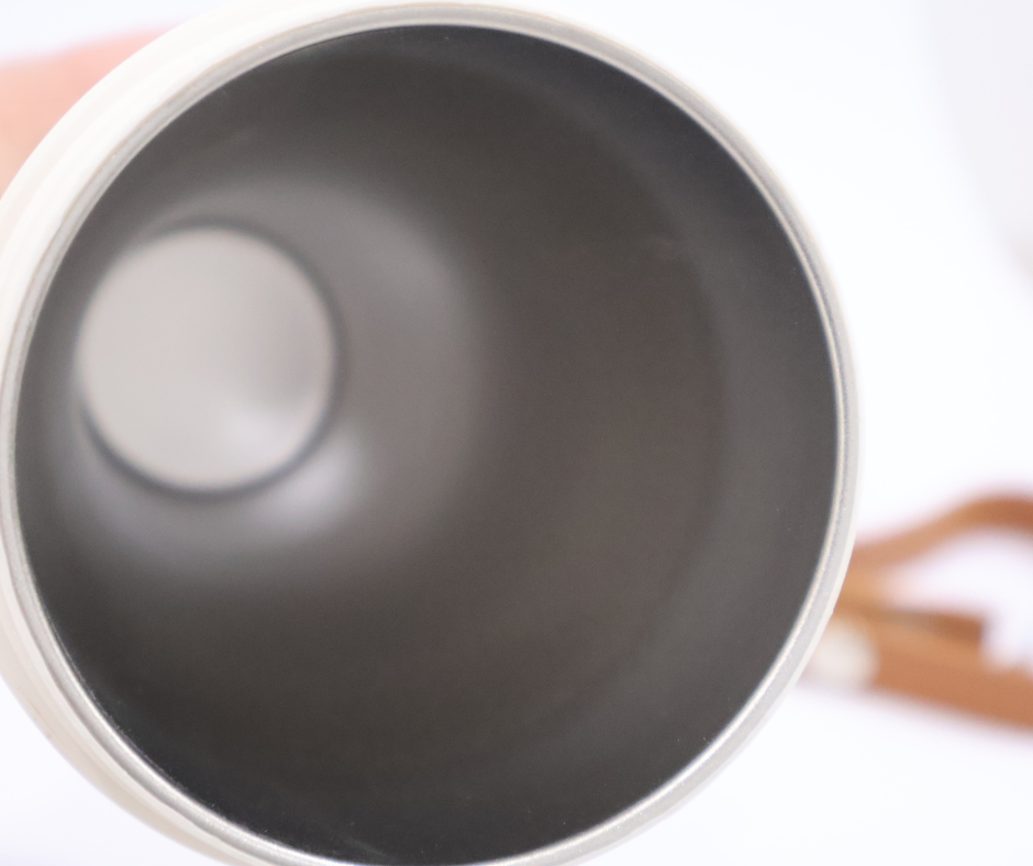Close-up of a travel mug interior