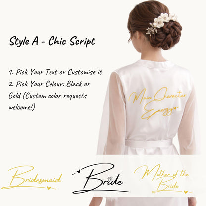 Feather Sleeve Bridesmaid Robe – Luxury Satin Getting Ready Outfit