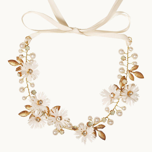 Floral Ribbon Wedding Headband