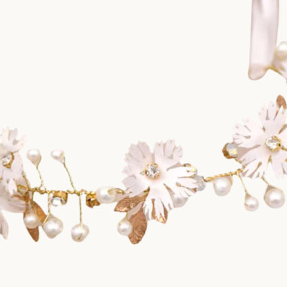 Floral Ribbon Wedding Headband