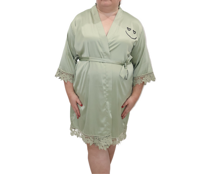 Satin Lace Trim Robe