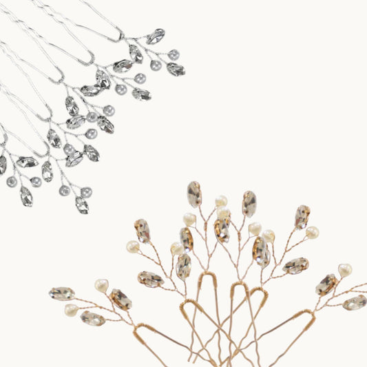 Rhinestone Hair Pins – Set of 6