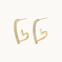 Rhinestone Heart Hoop Earrings
