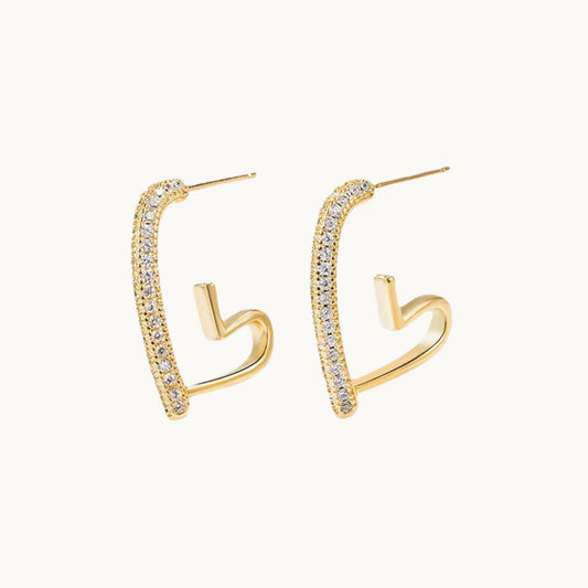 Rhinestone Heart Hoop Earrings