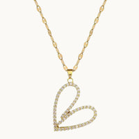 Gold Hollow Heart Pendant Necklace