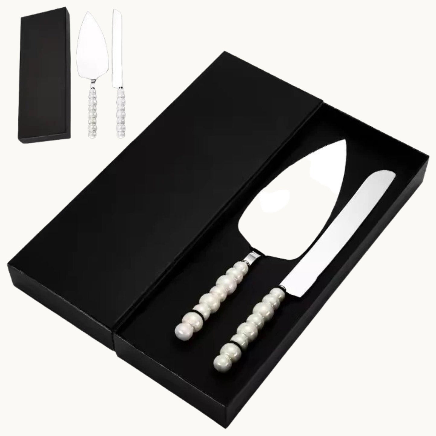 Pearl Cake Knife & Server Set | Wedding Cake Cutting Set