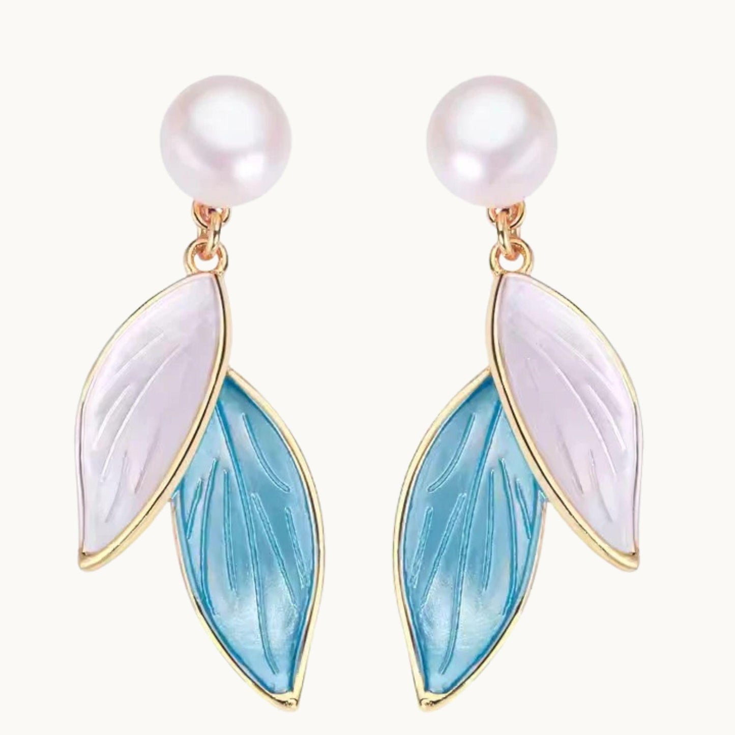 Pearl Leaf Drop Earrings