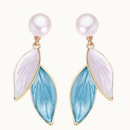 Pearl Leaf Drop Earrings