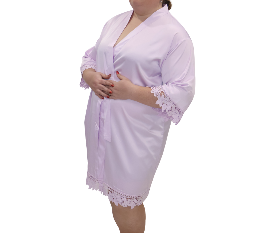 Satin Lace Trim Robe