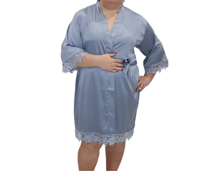 Satin Lace Trim Robe