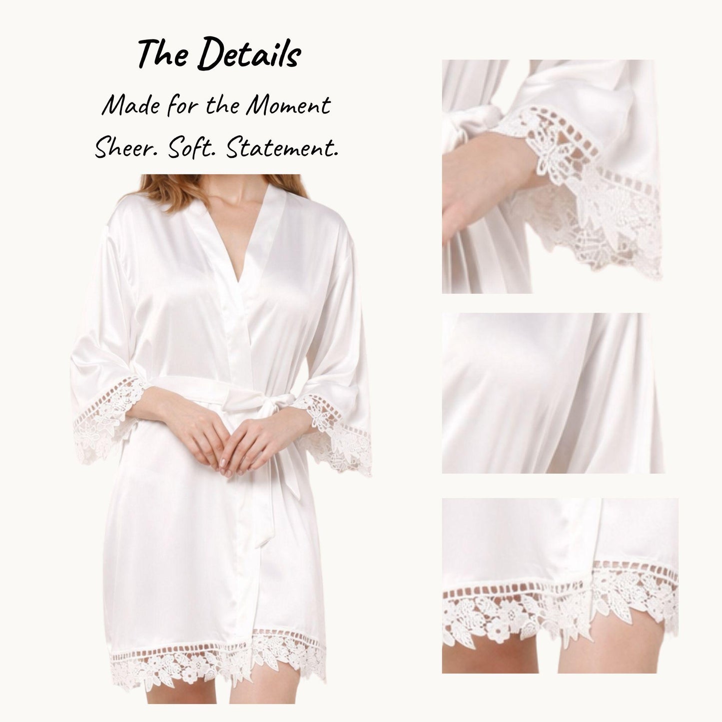 Soft Glam Moments: Floral Lace Bridal Robe for Effortless Wedding Morning Elegance