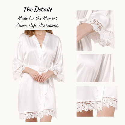 Soft Glam Moments: Floral Lace Bridal Robe for Effortless Wedding Morning Elegance