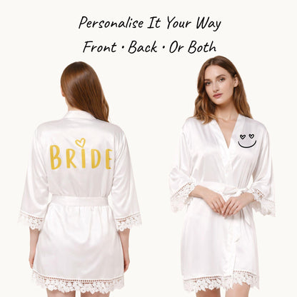 Soft Glam Moments: Floral Lace Bridal Robe for Effortless Wedding Morning Elegance