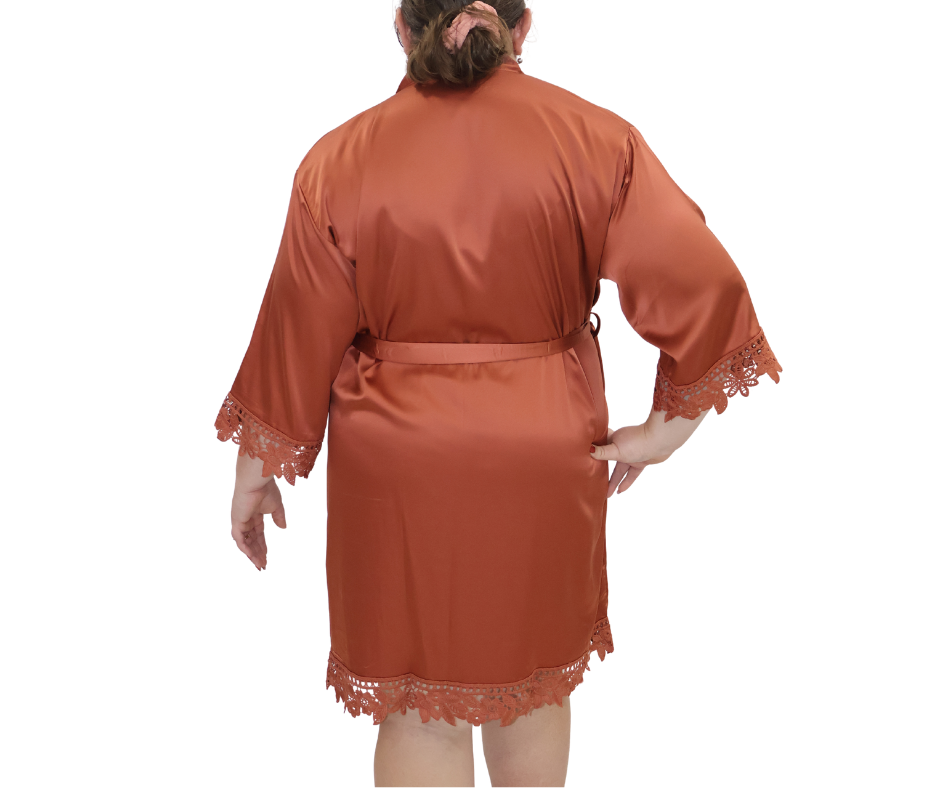 Satin Lace Trim Robe