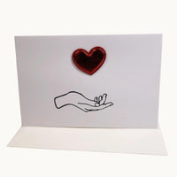 Heart In Hand Metallic Heart Card