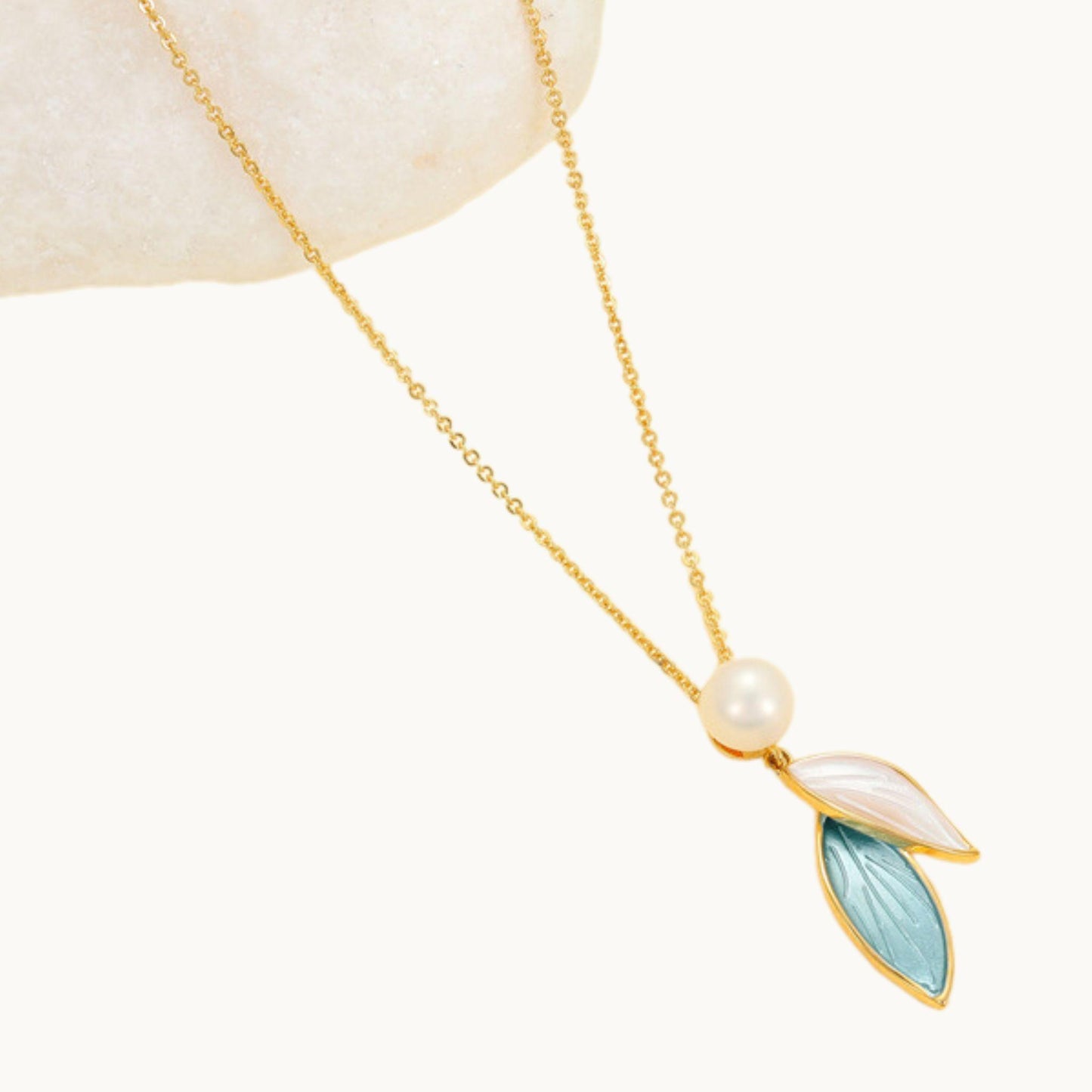 Pearl Leaf Drop Necklace