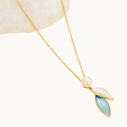 Pearl Leaf Drop Necklace