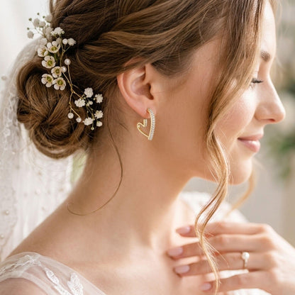 Rhinestone Heart Hoop Earrings