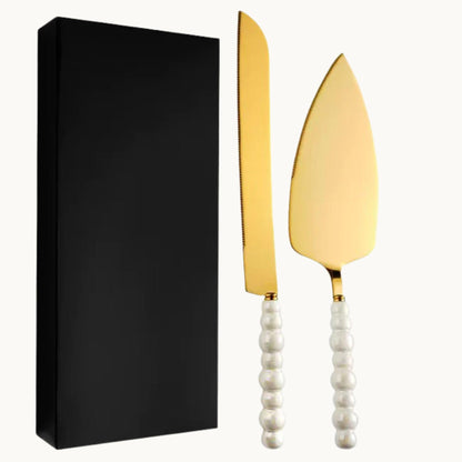 Pearl Cake Knife & Server Set | Wedding Cake Cutting Set