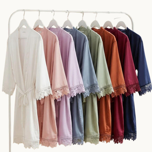 Floral Lace Bridesmaid Robe for Matching Wedding Morning Magic